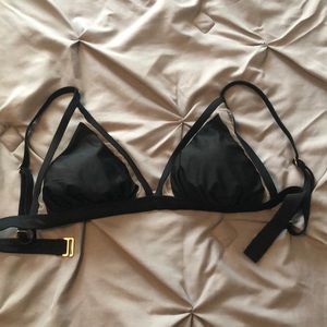 Black and mesh bikini top